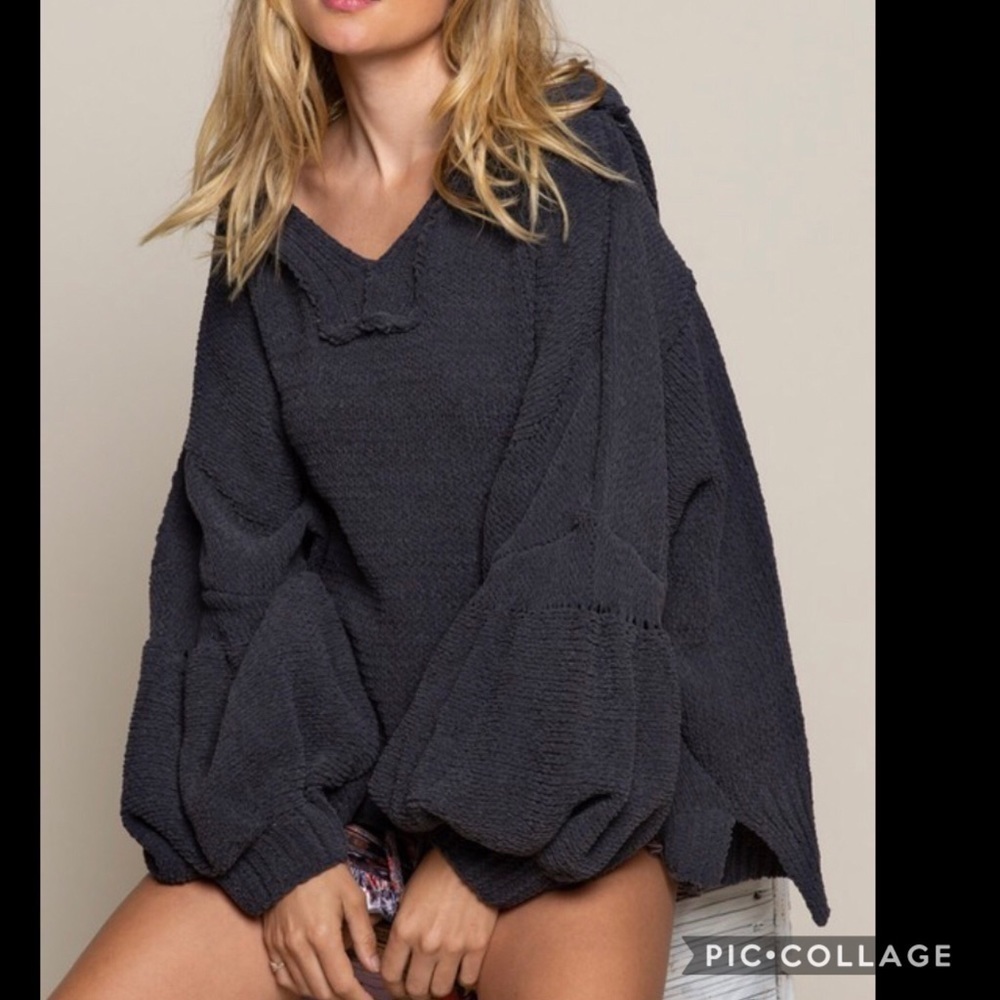 SALE!! 1 Left! Charcoal Oversized Sweater - Picture 1 of 6